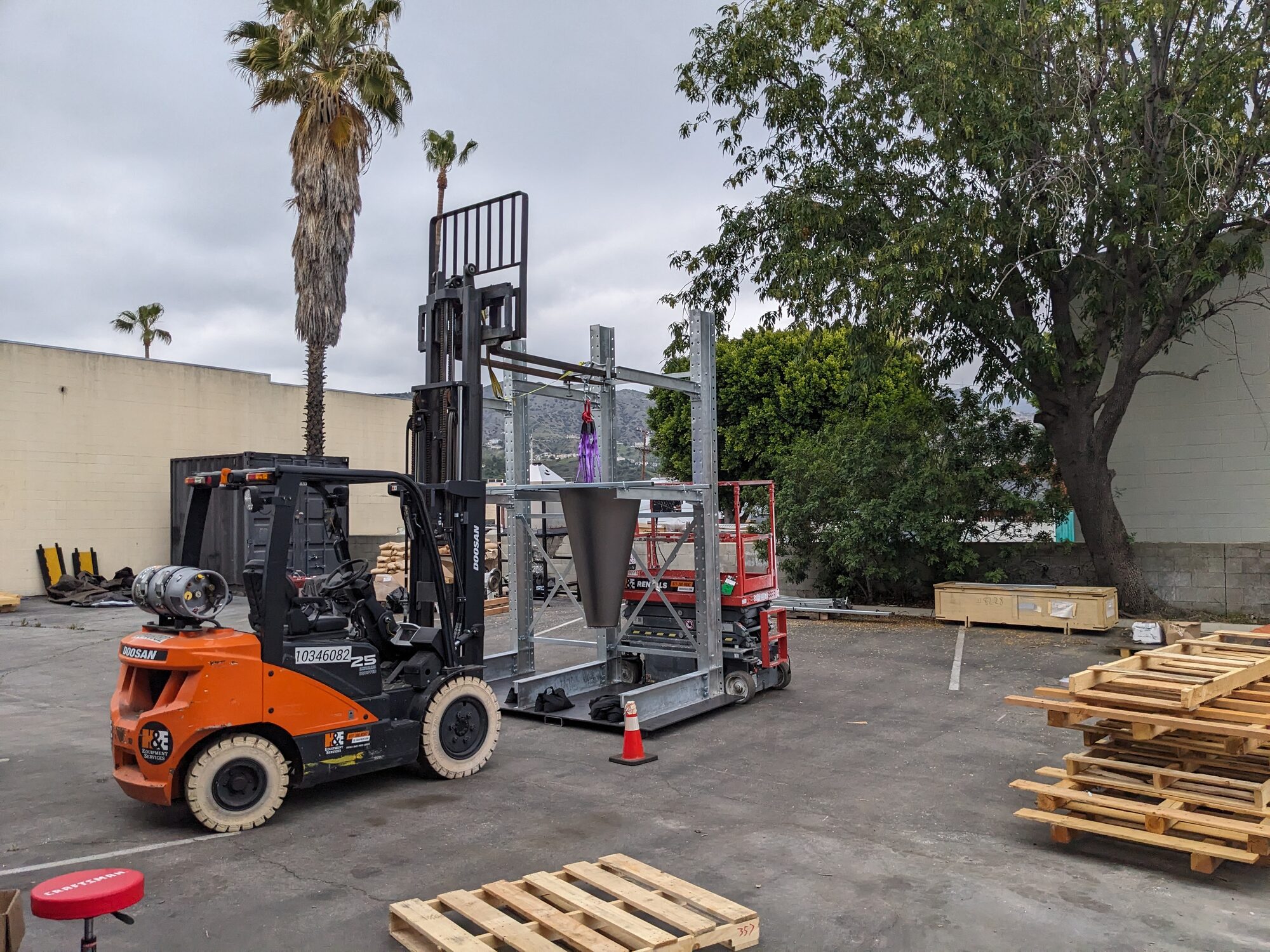 Cone hanging in the frame during install
