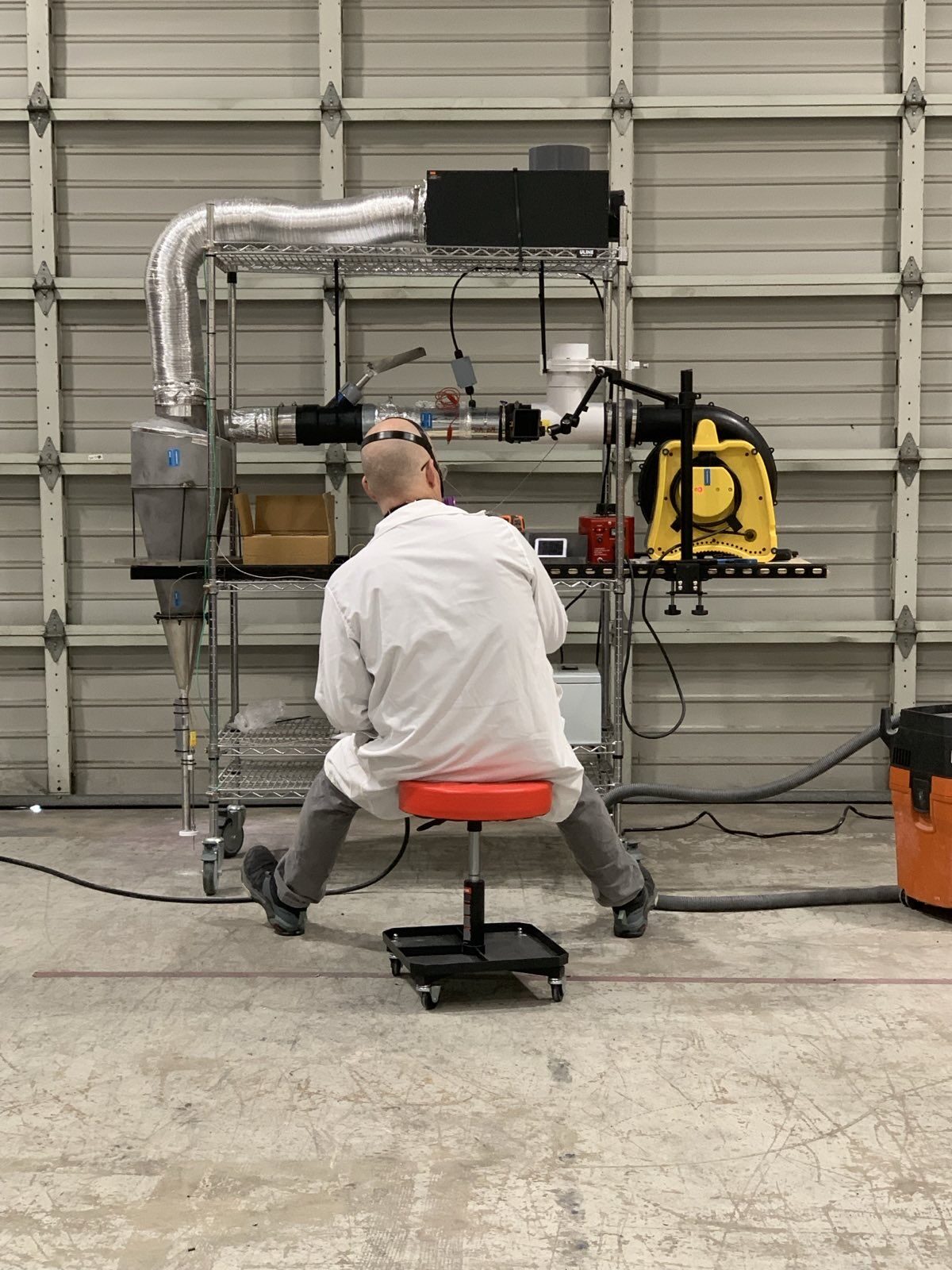 Working on the cyclone rig at the bench
